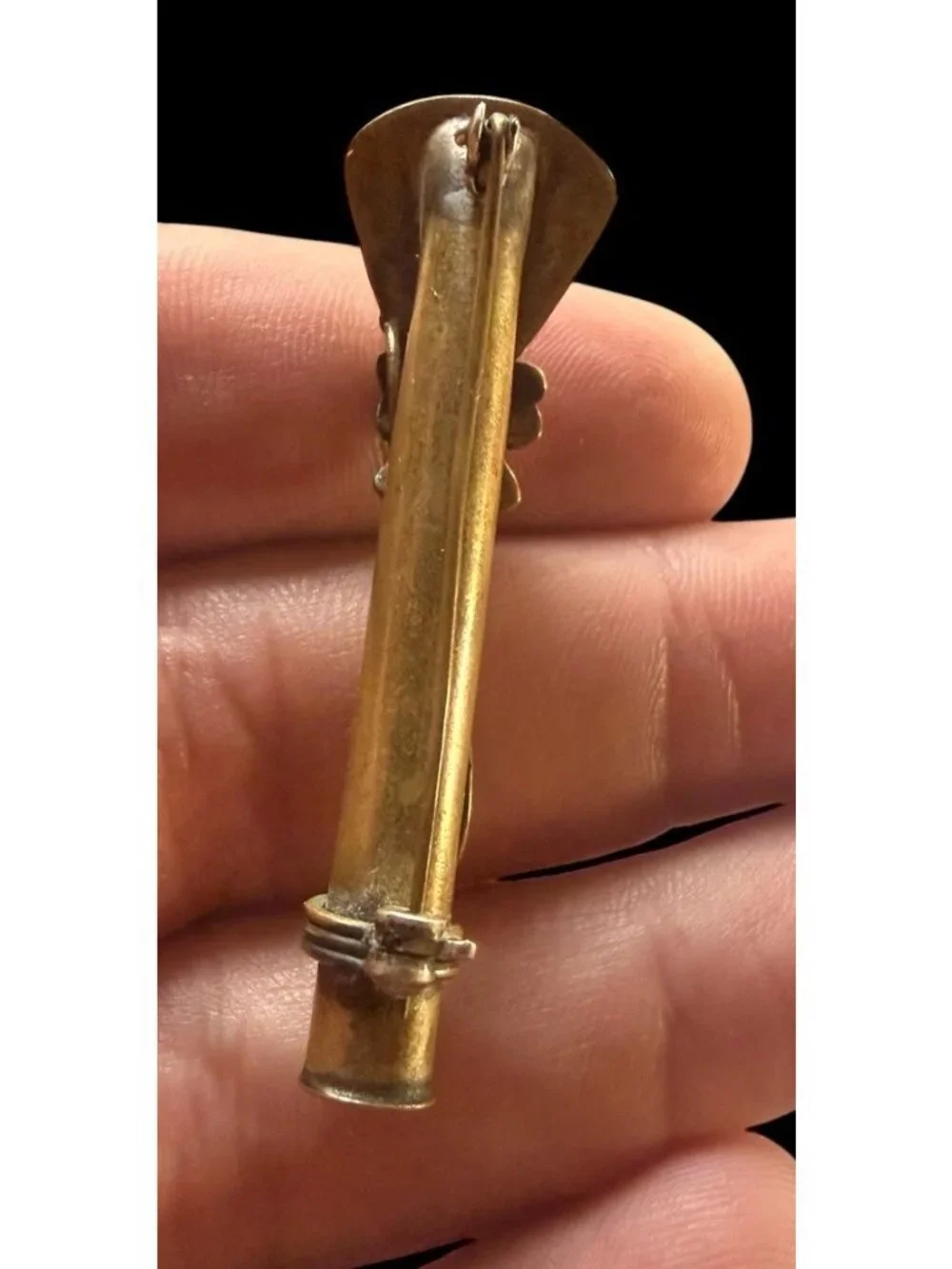 Vintage Brass Modernist Bud Vase Brooch Mid Century Pin